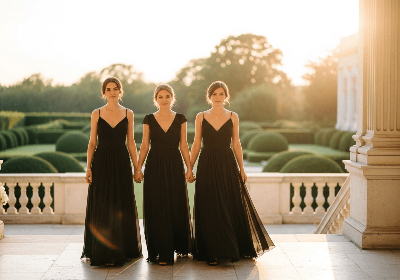 Black Tie Bridesmaids: Why All-Black is the Ultimate Chic Choice