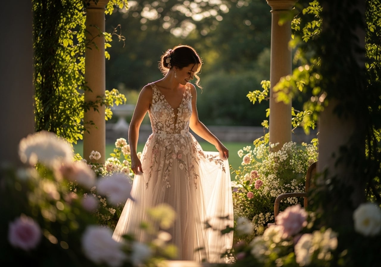 Featured image for Blooming Beauty: How to Style a Floral-Inspired Wedding Dress