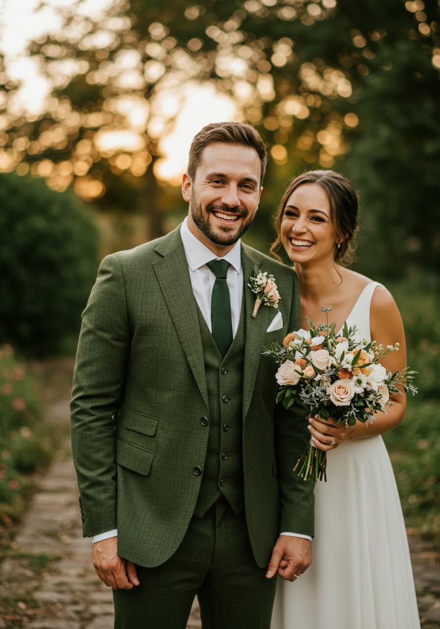 Intimate moment of couple whispering on garden pathway during romantic stroll