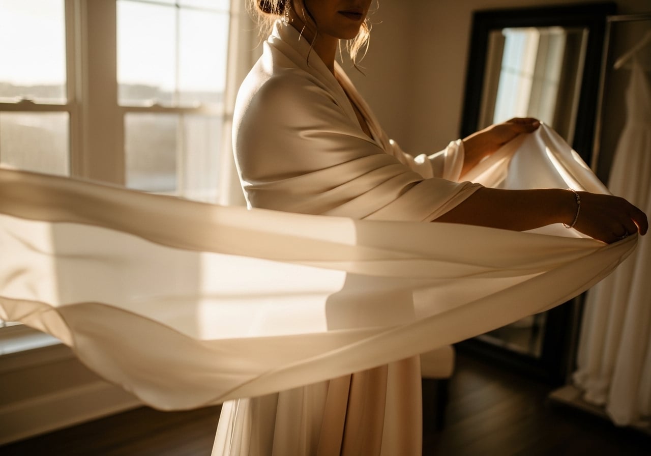 Featured image for Silk & Satin: 12 Liquid Fabric Scarves for a Slinky Bridal Look